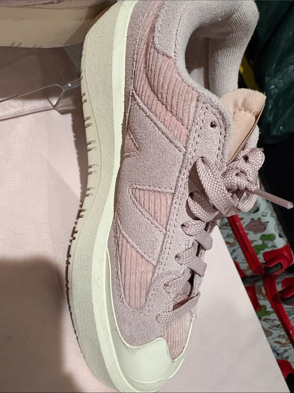New Balance Pink Suede & Canvas Low-Top Kids Sneakers